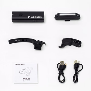 Wozinsky WSBLB2 priekšējā (400 lm) un aizmugurējā USB-C velosipēda luktura komplekts – melns