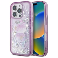 Hello Kitty Liquid Glitter 50. gadadienas ballītes viedtālruņa apvalks iPhone 16 Pro - violets