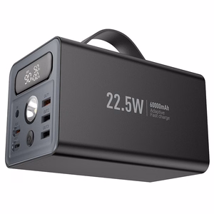 Portatīvais lādētājs Hoco 60000 mAh QC PD 3A 22,5W DC12V ar iebūvētu gaismu J138 melns