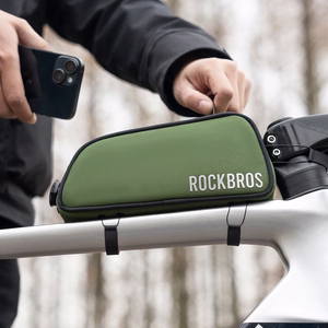 Rockbros 30120045001 ROAD TO SKY 0.7L ūdensnecaurlaidīga velosipēda augšējās rāmja caurules soma, zaļa