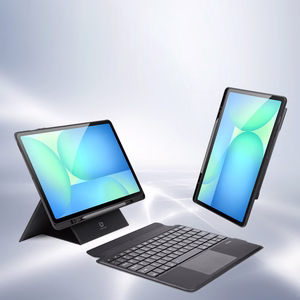 Dux Ducis DK sērijas tastatūras maciņš Samsung Tab S10 FE+ (Plus) ar fona apgaismojumu, melns