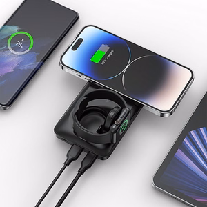 VEGER Portatīvais lādētājs 10000 mAh ar bezvadu uzlādi saderīgs ar MagSafe PD QC3.0 3A 22,5W MagMulti (W1156) melns
