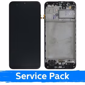LCD Displejs Saderīgs ar Samsung M217 M21s / M315 M31 Melns Ar Frame (Service Pack)