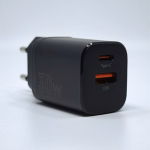 Sienas lādētājs MX CARBON 30W PD+QC USB-A+C melns