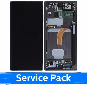 LCD displejs saderīgs ar Samsung S908 S22 Ultra ar rāmi / Phantom Black / (Service Pack)