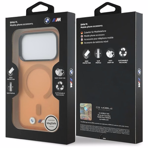 BMW M IML Frosted Metal Logo & Trims MagSafe maciņš modelim iPhone 17 Pro / 18 Pro – oranžs