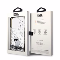 Karl Lagerfeld Liquid Glitter Choupette viedtālruņa apvalks iPhone 14 Pro Max - caurspīdīgs