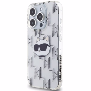 Karl Lagerfeld IML Choupette galvas un monogrammas apvalks iPhone 15 Pro - caurspīdīgs