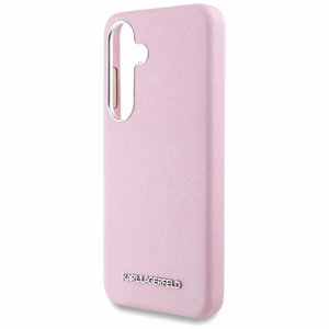 Karl Lagerfeld Saffiano Pilnībā apvilkts Pagarināts metāla logotips Magnētiskais apvalks Samsung Galaxy S25+ - rozā