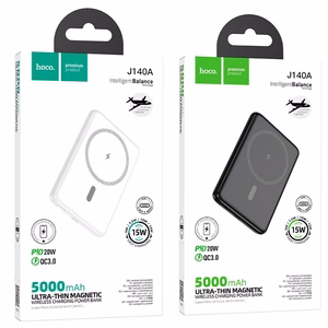 Portatīvais lādētājs Hoco 5000 mAh QC PD 2A 20W īpaši plāns J140A balts saderīgs ar MagSafe