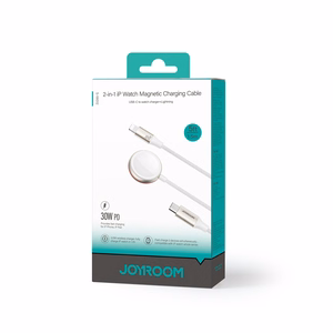 Ātrās uzlādes magnētiskais 2‑in‑1 lādētājs Joyroom S-IW012 30W 1.5m (balts)