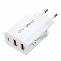 Wozinsky CWCUCW 30W USB-C / 2 x USB-A sienas lādētājs - balts