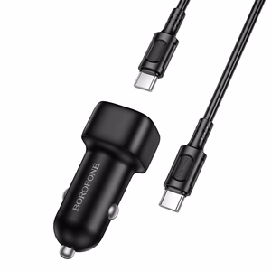 Borofone Car charger BZ34B Cloud - USB + Type C - QC 3.0 PD 38W with Type C to Type C cable black