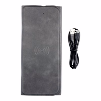 Peles paliktnis ar bezvadu lādētāju 15W OJD-82 brūns pelēks