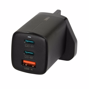 iBOX C-65 melns, GaN 65W universāls lādētājs UK spraudnis