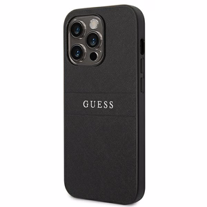 Guess Saffiano siksniņas viedtālruņa apvalks iPhone 14 Pro - melns