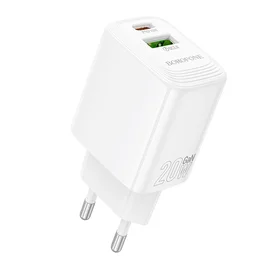 Borofone Lādētājs BN27 USB + Type C - QC 3.0 PD 20W balts