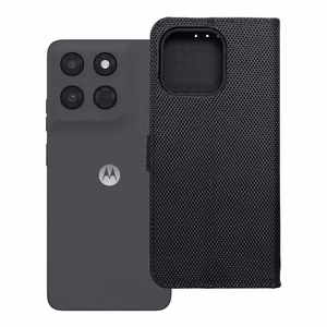 Atlokāmais 4Card RFID maciņš Motorola G37 ar aizsardzību pret zādzībām, no tehniskā auduma, melns
