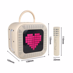 Blavec portatīvais Bluetooth skaļrunis WS-09 Karaoke Fun - 10W ar 2 mikrofoniem un displeju (WS09-2MBE) bēšs