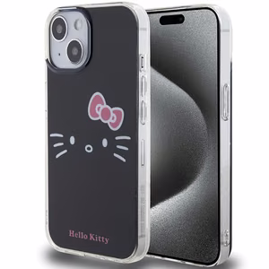 Hello Kitty IML Kitty Face viedtālruņa apvalks iPhone 15 - melns