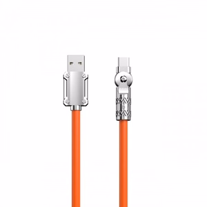 USB kabelis Dudao L24AC (180' stūris) Oranžs Type-C 100cm (līdz 120W)