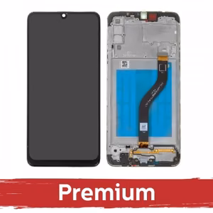 LCD displejs saderīgs ar Samsung A207 A20s Melns ar rāmi OEM