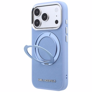 Gaiši zils KARL LAGERFELD vāciņš modelim IPHONE 18 Pro/17 Pro (Saffiano Classic Logo), saderīgs ar MagSafe