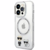 Karl Lagerfeld KLHMP14XHKCT iPhone 14 Pro Max 6.7 "cietais apvalks caurspīdīgs / caurspīdīgs Karl & Choupette alumīnijs Magnētiskais