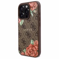 Guess GUHMP16LP4ROPEMCW iPhone 16 Pro 6.3" brūns/brūns cietais apvalks 4G Ziedu Druka Magnētiskais