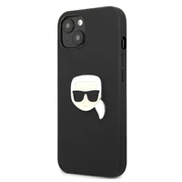 Karl Lagerfeld Ādas Ikonik Karl's Head Metāla apvalks iPhone 13 mini - melns