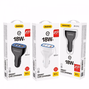 Automašīnas lādētājs Dudao R7S QC3.0 Quick Charge 18W melns (porti: 3xUSB)