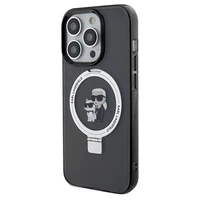 Karl Lagerfeld Magnētiskais viedtālruņa apvalks ar gredzena statīvu Karl&Choupette MagSafe iPhone 13 Pro Max - melns