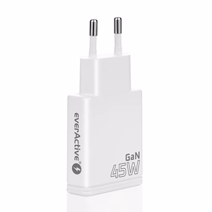 lādētājs GaN 1x USB-C, 1x USB Quick Charge 3.0 45W PD balts