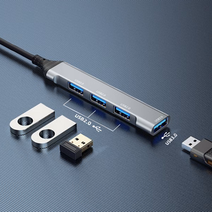 Dudao A16B 4-in-1 USB centrmezgls, USB-A–4 × USB 3.0, pelēks