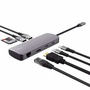 Trust 25672 saskarnes centrmezgls USB Type-C pelēks