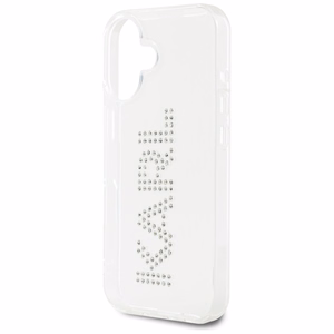 Karl Lagerfeld IML Rhinestones Logo viedtālruņa apvalks iPhone 16 - caurspīdīgs
