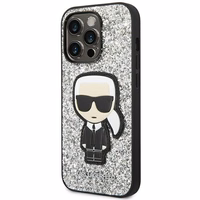 Karl Lagerfeld KLHCP14XGFKPG iPhone 14 Pro Max 6.7 "cietais apvalks sudraba / sudraba Mirdzošās Pārslas Ikonik