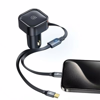 USAMS Auto lādētājs ar satīšanas kabeli 2xUSB-C C41 PD 30W Fast Charge melns CC220CC01 (US-CC220)