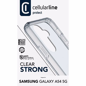 Чехол Cellularline Clear Strong для Samsung Galaxy A54 5G, с интегрированной антибактериальной формулой, прозрачный