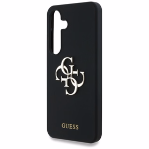 Guess Silikonais Lielais 4G Logotips Apakšā ar Uzrakstu Viedtālruņa apvalks Samsung Galaxy S25 - melns