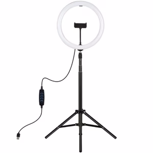 LED Ring Lamp 30cm ar Tripod Mount Up To 1.65m, phone clamp, USB