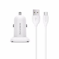 Auto lādētājs Borofone BZ12A QC3.0 USB + MicroUSB balts