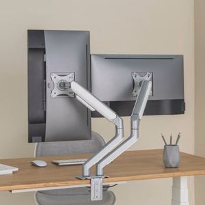 Divu 17”-32” monitoru ar atsperu atbalstu rokas stiprinājums