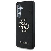 Guess Grained Big 4G Logo Small Classic Logo viedtālruņa apvalks Samsung Galaxy S25 melns