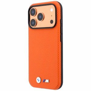 BMW M Quadrille Kevlar Metal Logo MagSafe maciņš modelim iPhone 17 Pro / 18 Pro – oranžs