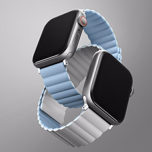 UNIQ siksniņa Revix Apple Watch Series 1/2/3/4/5/6/7/8/9/SE/SE2 38/40/41mm divpusējs magnētisks balts-zils