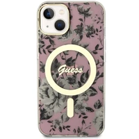 Guess GUHMP14MHCFWSP iPhone 14 Plus 6.7" rozā/rozā cietais apvalks Zieds Magnētiskais