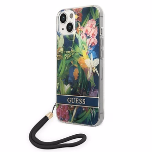 Guess GUOHCP14SHFLSB iPhone 14 6.1 "zils/zils cietais apvalks Ziedu siksna