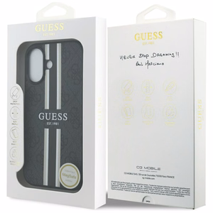 Guess 4G MagSafe futrālis iPhone 17 ar apdrukātu svītru apdruku - melns
