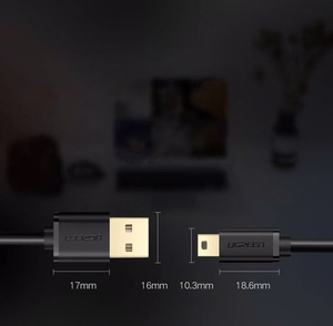 Ugreen USB kabelis - mini USB 480 Mbps 2m US132 (melns)